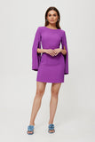 Elegant Mini Dress with V Back and Long Slit Sleeves