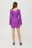 Elegant Mini Dress with V Back and Long Slit Sleeves
