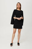 Elegant Mini Dress with Unique Neckline and Long Sleeves