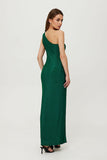 Elegant One-Shoulder Knitted Dress with Metallic Sparkle