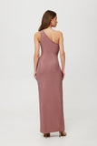 Elegant Knitted Dress with Metallic Thread and High Slit