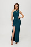 Elegant Metallic Knit Tuba Dress with High Slit
