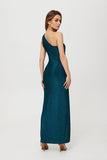 Elegant Metallic Knit Tuba Dress with High Slit