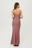 Maxi Dress with Metallic Knit and Unique Neckline Ties