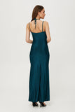Striking Metallic Knit Maxi Dress with Romantic Neckline