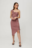 Metallic Knit Tube Dress with Adjustable Hem and Neckline
