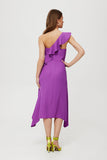 Elegant One-Shoulder Dress with Ruffle Detail and Whalebones