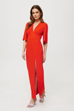 Charming Maxi Dress with V-Neck and Wide Sleeves