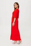Charming Maxi Dress with V-Neck and Wide Sleeves