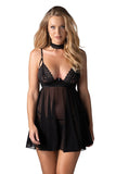 Ethereal Lace Babydoll & Thong Lingerie Set