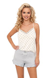 Light Gray Peas Two-Piece Summer Pajamas with Lace Trim