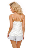 Light Gray Peas Two-Piece Summer Pajamas with Lace Trim