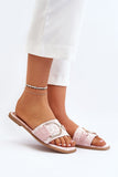 Elegant Women's Flat-Heeled Flip-Flops with Gold Detailing