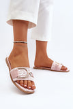 Elegant Women's Flat-Heeled Flip-Flops with Gold Detailing