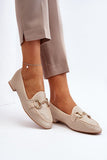 Elegant Eco Leather Moccasins with Charming Front Ornament