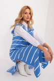 Chic Striped Midi Knit Dress with Side Slits and Buttons