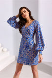 Elegant Mini Dress with Deep Neckline and Long Sleeves