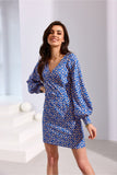 Elegant Mini Dress with Deep Neckline and Long Sleeves