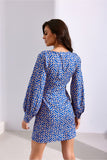 Elegant Mini Dress with Deep Neckline and Long Sleeves