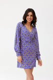 Elegant Mini Dress with Deep Neckline and Long Sleeves