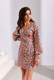 Elegant Mini Dress with Deep Neckline & Flared Hem
