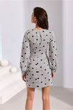 Elegant Mini Dress with Deep Neckline and Long Sleeves