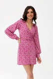 Elegant Mini Dress with Deep Neckline and Flared Hem