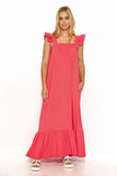 Summer Ruffle Maxi Dress with Pockets and Versatile Style