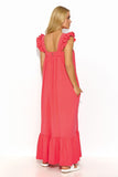Summer Ruffle Maxi Dress with Pockets and Versatile Style