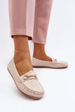 Elegant Women's Eco-Leather Moccasins with Gold Accent