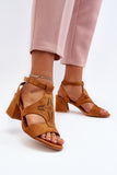 Stylish Eco-Suede Women's Low Heel Sandals with Ankle Strap