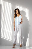 Luxurious Women's Pajamas Set with U-Neck Blouse and Pants