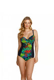 Exotic Leaf Knitted One-Piece Swimsuit with Elegant Cut