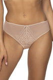 Beige Lace Panties with Floral Motif and Satin Bow