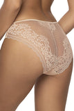 Beige Lace Panties with Floral Motif and Satin Bow