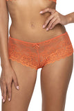 Floral Lace Orange Shorts with Bow Detail and Elastic Waistband