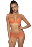 Floral Lace Orange Shorts with Bow Detail and Elastic Waistband