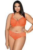 Floral Lace Orange Panties with Bow and Tulle Insets