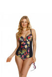 Floral Knitted One-Piece Swimsuit with Adjustable Straps