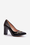 Elegant Leather Stiletto Pumps with Heart Ornament