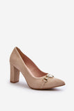 Elegant Suede Stiletto Pumps with Heart Ornament Accent