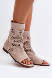 Elegant Suede Flat-Heeled Sandals with Openwork Design