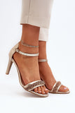 Elegant Women's Leather Sandals with Sparkling Details
