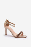 Elegant Women's Leather Sandals with Sparkling Details