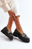 Elegant Women's Leather Moccasins with Zircon Accent