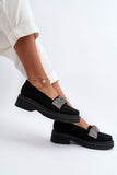 Elegant Suede Moccasins with Crinkled Strap and Zircons