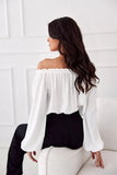 Elegant Satin Spanish Blouse with Decorative Rose Detail