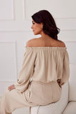 Elegant Satin Spanish Blouse with Decorative Rose Detail
