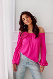 Elegant Satin Spanish Blouse with Decorative Rose Detail