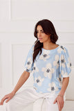 Versatile Blouse with Buffet Sleeves and Round Neckline